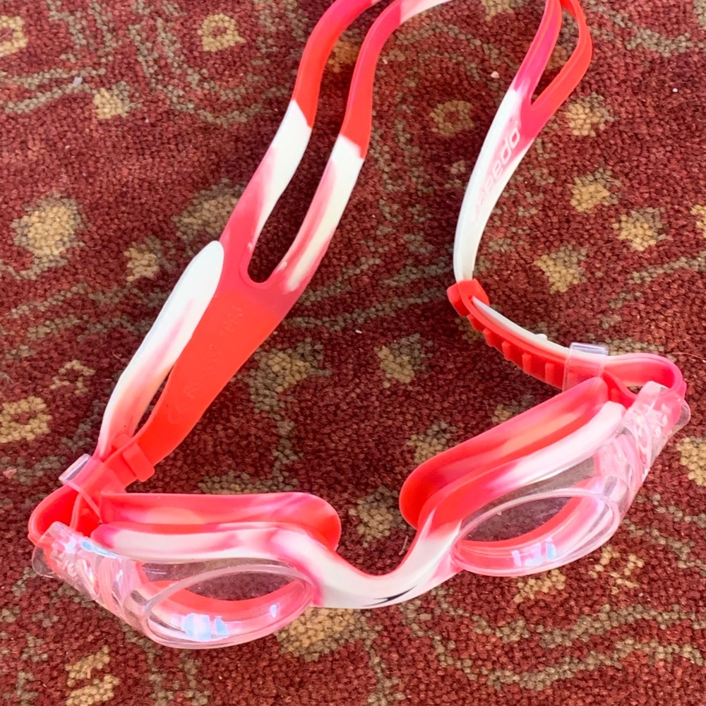 Red and White Swim Goggles